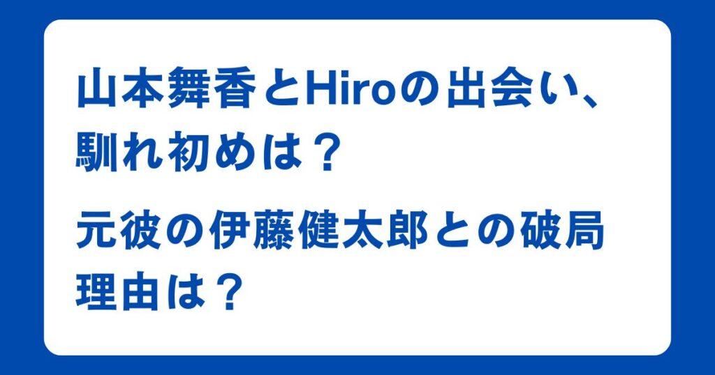 山本舞香とHiroの出会い、馴れ初めは？元彼の伊藤健太郎との破局理由は？